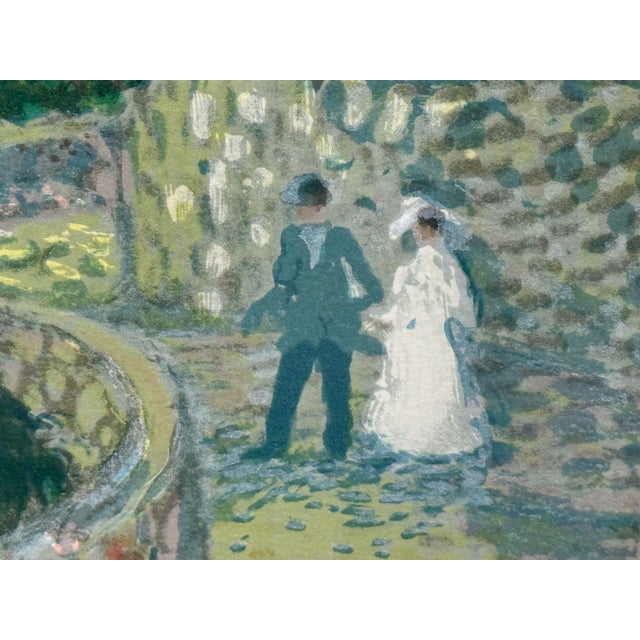 Printmaking Materials Vintage Lucien Neuquelman "Sunday in the Park" Signed Lithograph Edition 194/250 For Sale - Image 7 of 12