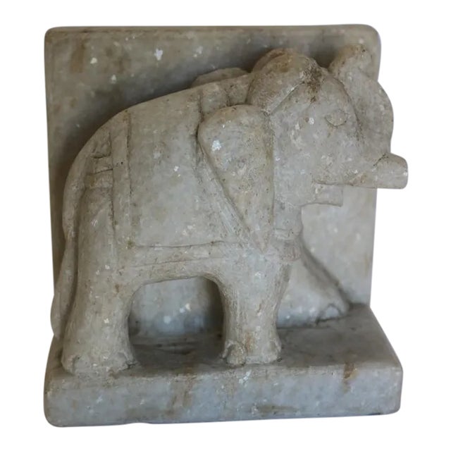 Hand Carved Elephant White Marble From India For Sale