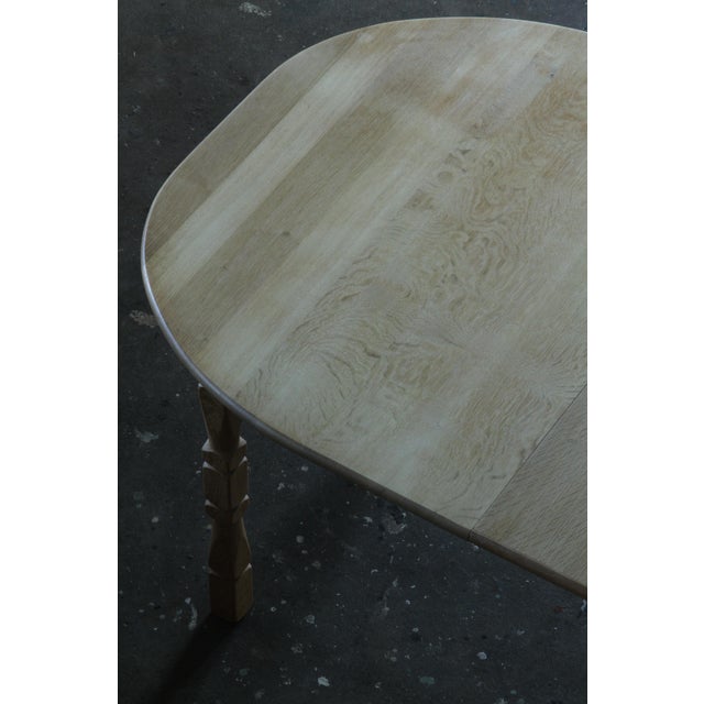 Vintage Scandinavian Oak Extendable Dining Table with Two Leaves in the style of Henning Kjærnulf, 1960s For Sale - Image 16 of 18