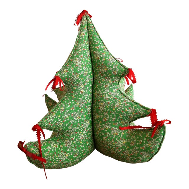Vintage Stuffed Quilted 3d Tabletop Christmas Tree For Sale