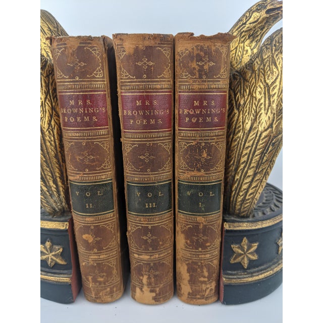 Antique 1874 Elizabeth Barrett Browning Poems – Complete 3-Volume Leather-Bound Set For Sale - Image 12 of 18