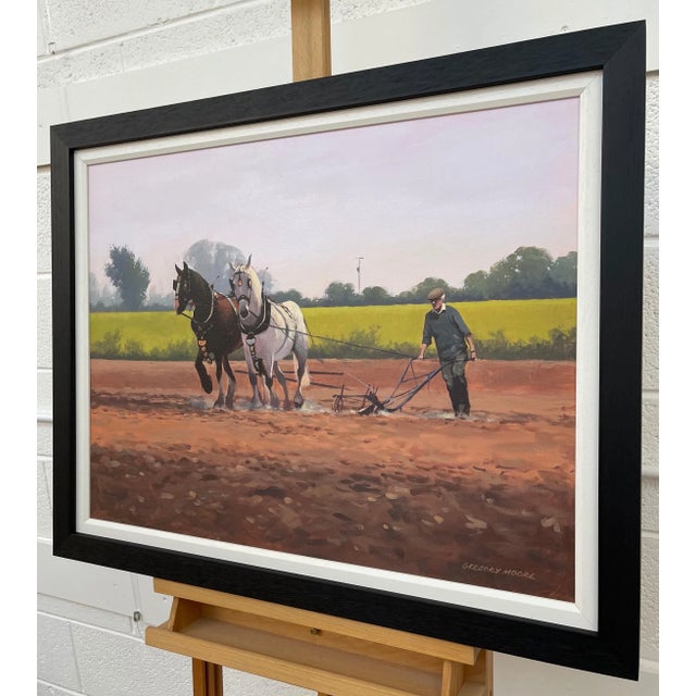 Gregory Moore, Horses with Farmer & Plough in Ireland Countryside by Contemporary Irish Artist, 2000 Circa For Sale - Image 4 of 8