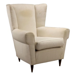 Vintage Bergère Lounge Chair in Beech and Fabric, 1950s For Sale