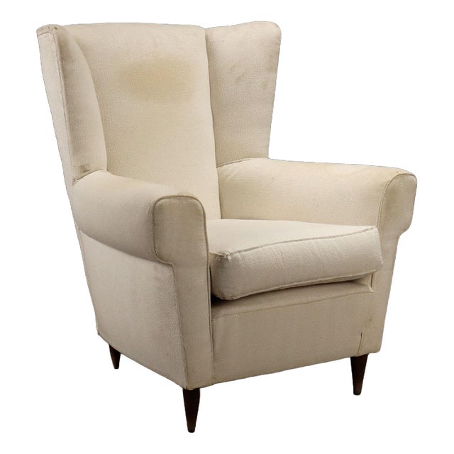 Vintage Bergère Lounge Chair in Beech and Fabric, 1950s For Sale