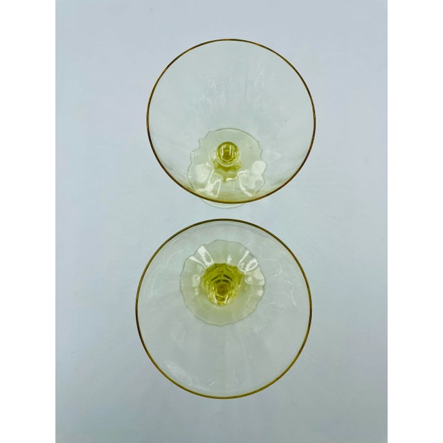 Mid 20th Century Fostoria "Fairfax" Pattern in June Topaz Color Cocktail/Wine Glasses- a Pair For Sale In Los Angeles - Image 6 of 11