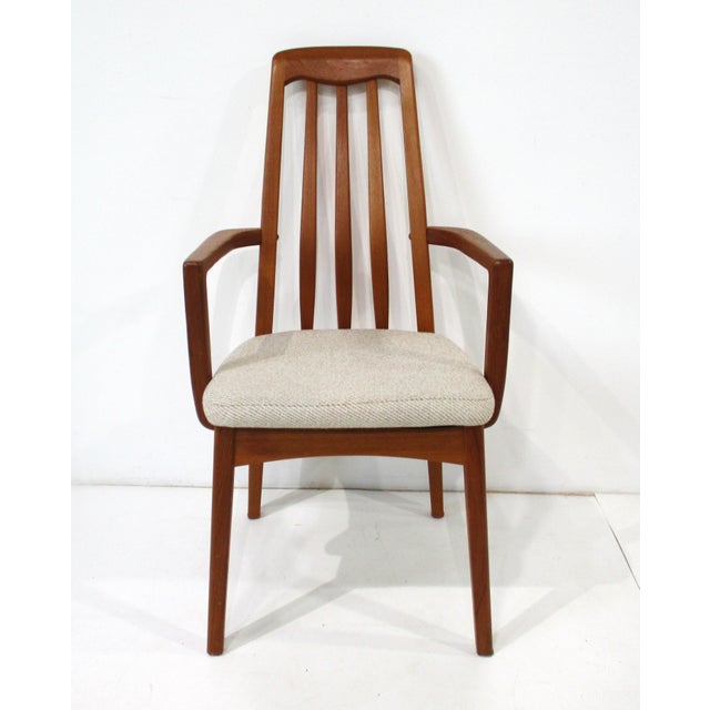 Mid-Century Modern Teak Upholstered Dining Chairs 2 Arm 2 Sides in the Style of Danish Modern For Sale - Image 3 of 17
