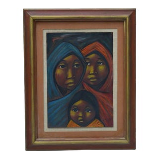 Arturo Nieto ( Ecuadorian 1933-1995) Mother and Children, 14"x11", Circa 1960 For Sale