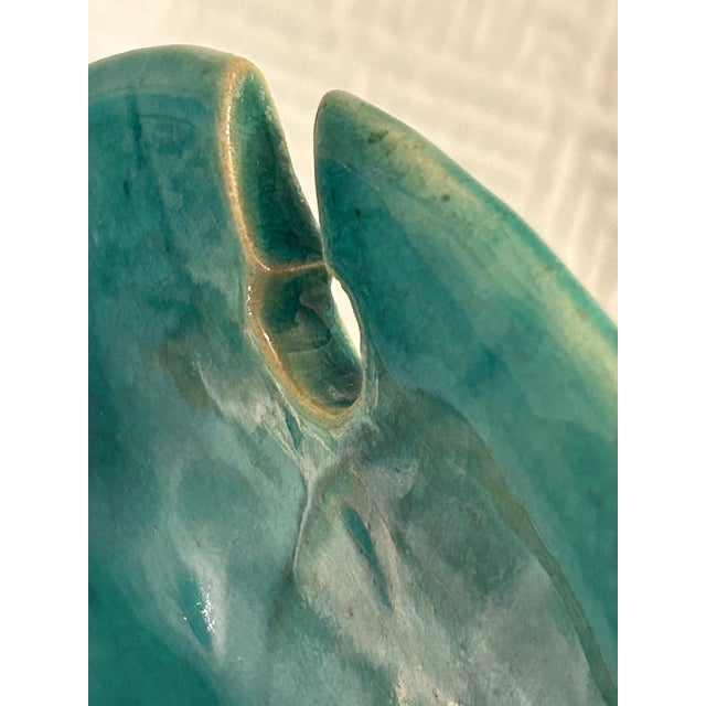 Green Vintage Majolica Style 3 Monkeys Holding a Lily Pad Compote or Shallow Dish For Sale - Image 8 of 9