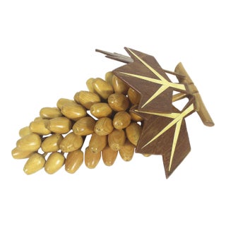 Mid-Century Modern Large Wood Grape Fruit Cluster For Sale
