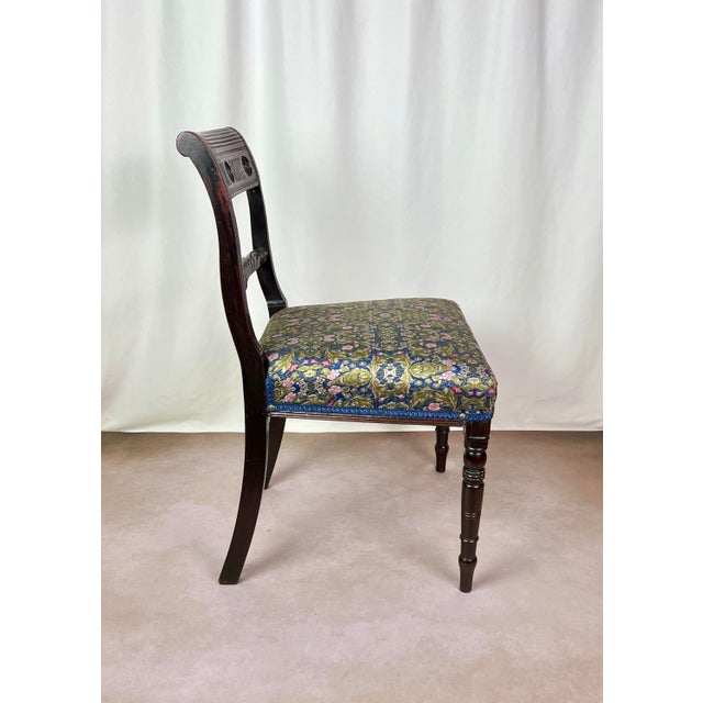 Restored 1820s Regency Mahogany Tablet-Back Side Chair in William Morris Floral For Sale - Image 4 of 12