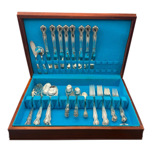 Vintage Rogers Bros International Silver 1881 Arbor Rose Pattern Traditional Style Silverplate Flatware - Set of 46