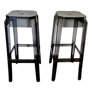 Set of Vintage Arylic Glass Stools For Sale