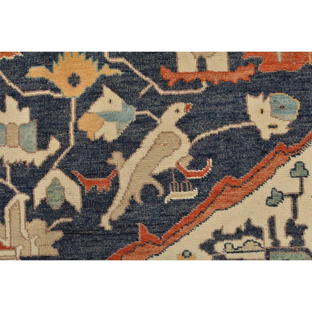 Heriz Rug 9’10” X 13’11” Orange Wool Traditional Hand-Knotted Carpet For Sale - Image 9 of 15