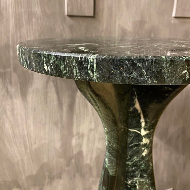 Dark Green Verdi Alpi Marble Art Nouveau Style Taller Pedestal For Sale - Image 8 of 15