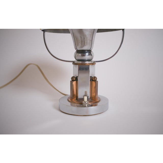 Modern Vintage French Table Lamp in Copper and Chrome, 1930 For Sale - Image 3 of 18