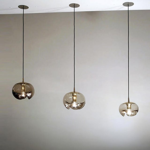 Smoked Glass Hanging Light by Peill & Putzler, 1970 For Sale In Los Angeles - Image 6 of 6