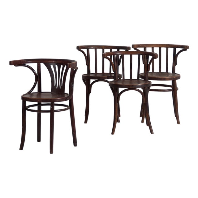 Chairs with Armrests from Thonet, 1920s, Set of 4 For Sale