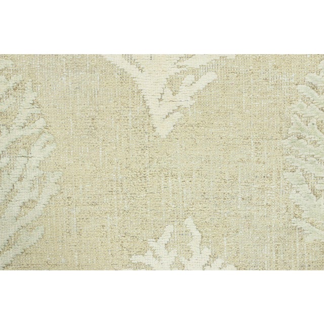 Modern Rug & Kilim’s Block Print Runner Rug With Beige and Sage Green Floral Pattern For Sale - Image 3 of 7