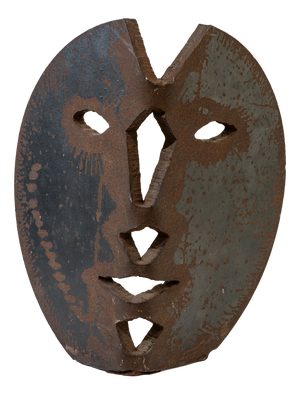 Brutalist Iron Mask Sculpture, 20th Century
