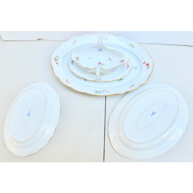 Mid-Century Modern Mid 20th Century Meissen Serving Trays and Sauce Boat- Set of 4 Pieces For Sale - Image 3 of 6