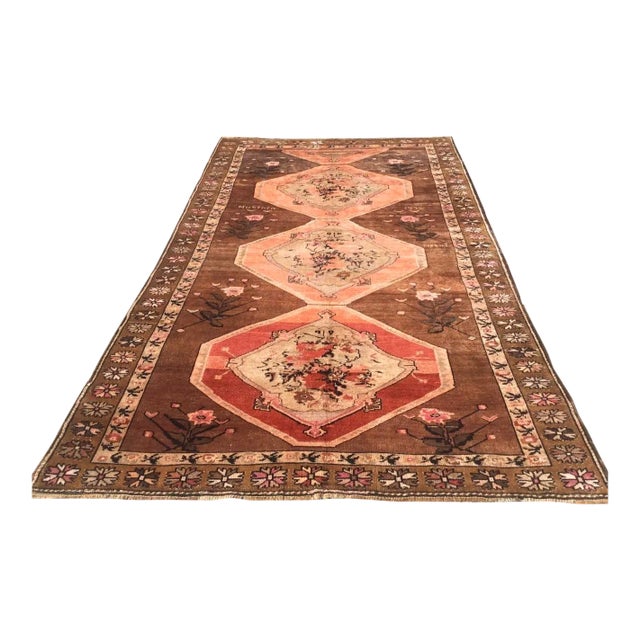 Vintage Hand Knotted Turkish Area Rug - 84" X 142" For Sale