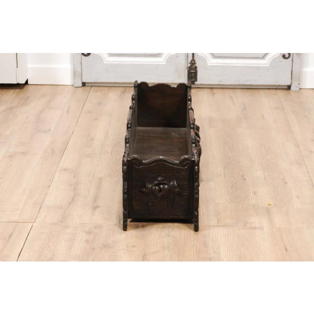 1890s French Oak Planter with Carved Gardening Themed Frieze For Sale - Image 9 of 12