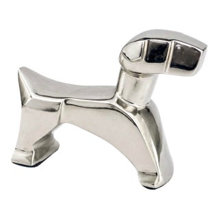 Art Deco Style Polished Aluminum Dog Sculpture For Sale