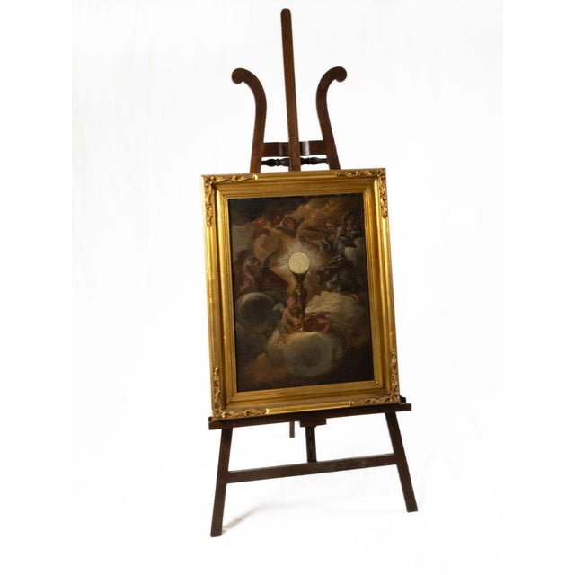 A painting, prior to 1678, from a famous fresco of the Triumph of the Name of Jesus from the Gesù Church in Rome,...