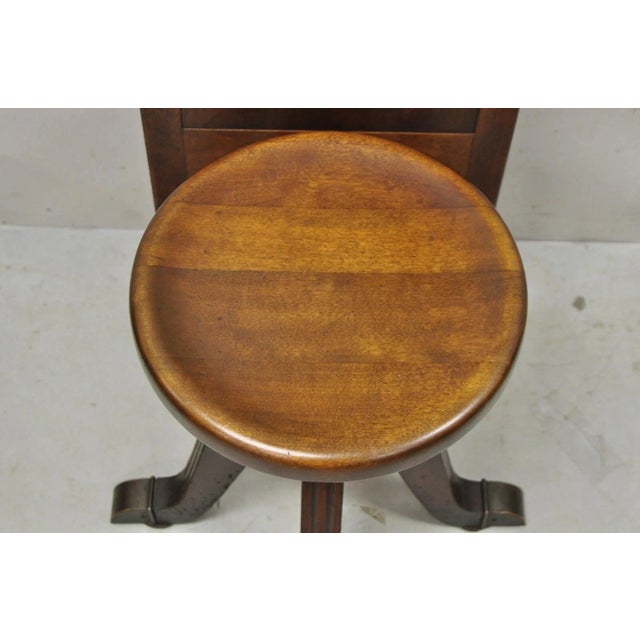 Antique Hamilton MFG High Back Adjustable Mahogany Architect Chair Piano Stool For Sale - Image 4 of 12