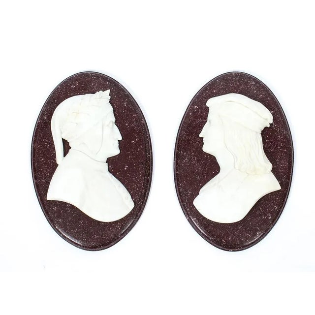 Stone Antique Italian Marble Profile Plaques of Virgil & Dante, 19th-Century, Set of 2 For Sale - Image 7 of 8