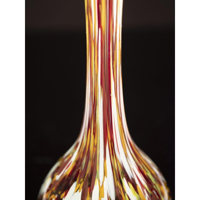 Mid-Century Modern Glass Table Lamp with Textile Shade, 1960s For Sale - Image 3 of 8