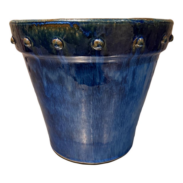 Vintage Modern Rimini Blue Ceramic Pottery Earthenware Indoor/Outdoor Planter For Sale