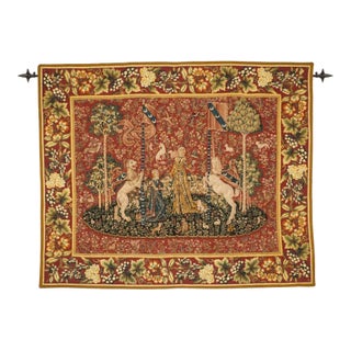 Lady With the Unicorn - Taste Loom Woven Tapestry - 132 X 160 Cm (4'4" X 5'3") - Requires Rod Size 4 For Sale