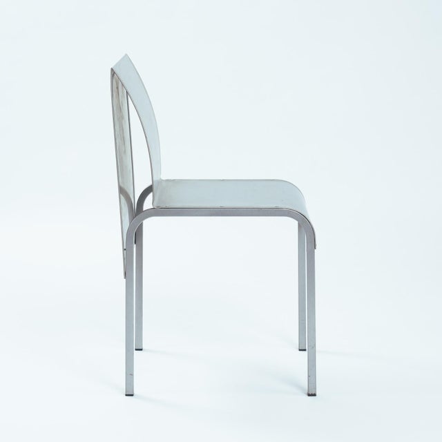Postmodern Sculptural Dining Chairs in Aluminium and Steel Belgium 1980s/90s, Set of 5 For Sale - Image 4 of 18