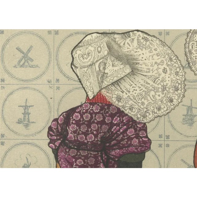 1930s South Beveland Women and Girl in Lace Caps and Black Skirts with Golden Pins, 1932, Paper For Sale - Image 5 of 10