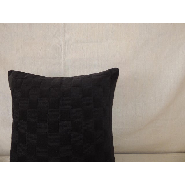 Black Check-Pattern Square Decorative Pillow from Portugal 18 X 18 Cotton velvet Double sided. button closure....