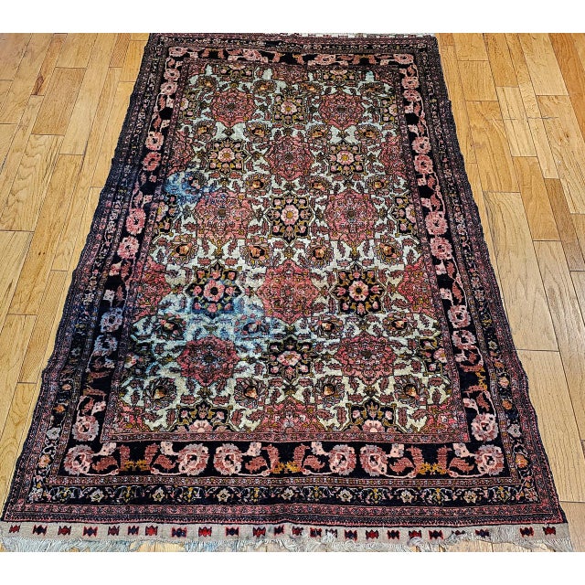 Textile Vintage Afghan Silk Room Size Rug in Allover Pattern in Ivory, Burgundy, Brown For Sale - Image 7 of 15