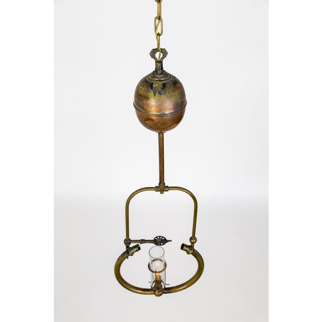 Traditional Early 20th Century Electrified Pressure Gas Pendant Lamp For Sale - Image 3 of 8