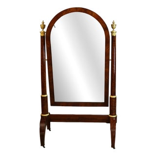 Empire Mahogany Cheval Mirror For Sale