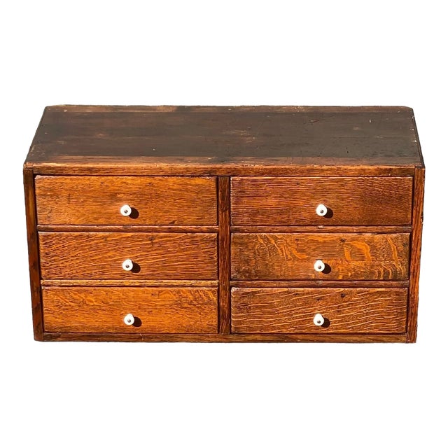 Antique Globe Wernicke 6 Drawer Oak Desktop File Cabinet For Sale