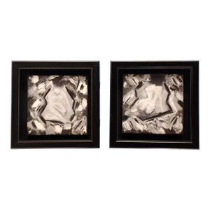 Contemporary Abstract Mixed-Media Black and White Duet of Nude Paintings by Artista Elisabet - Set of 2