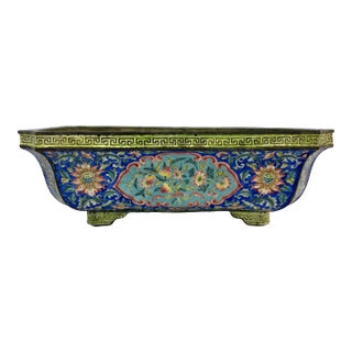 18th Century Chinese Canton Enamel Jardiniere Bonsai Container With Exquisite Decorations For Sale