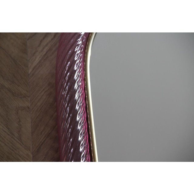 Twisted Pale Pink Murano Glass Mirror, 2000s For Sale - Image 7 of 18