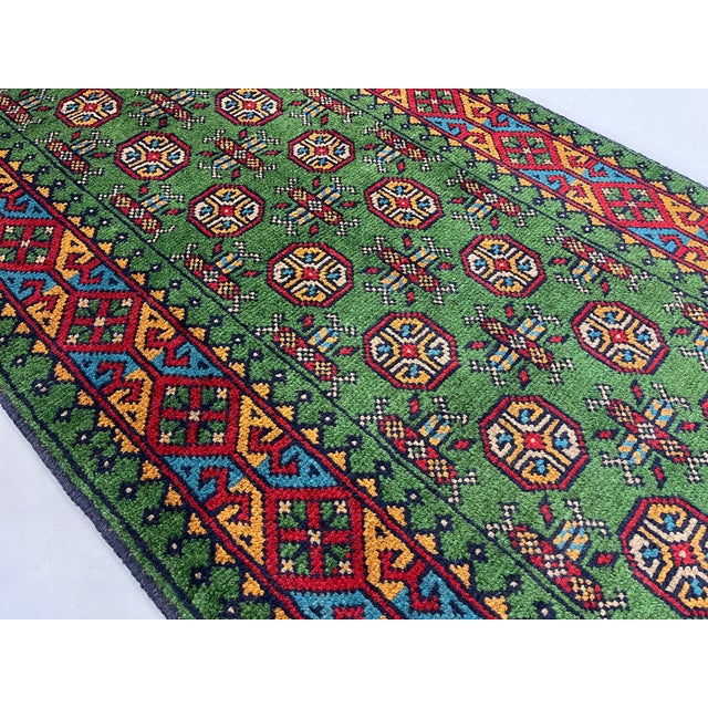 Green Green Mori Gul Tribal Geometric Runner Rug, 2'7" X 12'11" For Sale - Image 8 of 14