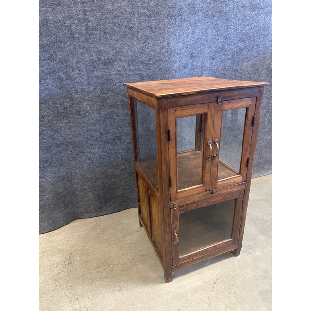 Rustic 1990s Rustic Wood & Glass Display Cabinet For Sale - Image 3 of 6