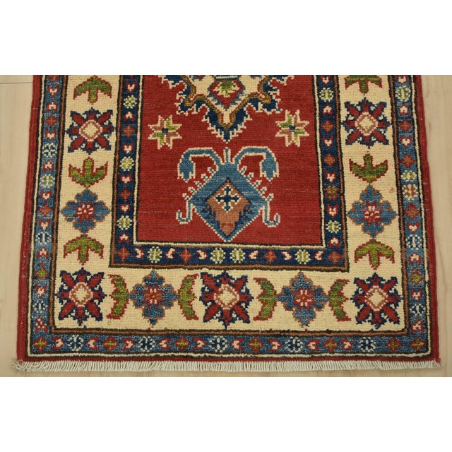 Red Kazak Runner 2’1” X 6′ Red Wool Tribal Hand-Knotted Oriental Rug For Sale - Image 8 of 11