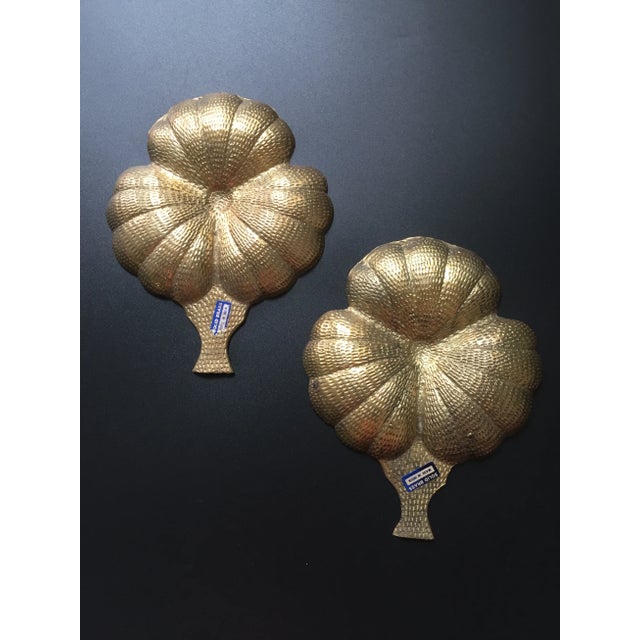 Set of 2 vintage brass 3-part clover shaped candy and nut serving dishes. Very nice condition with slight surface...