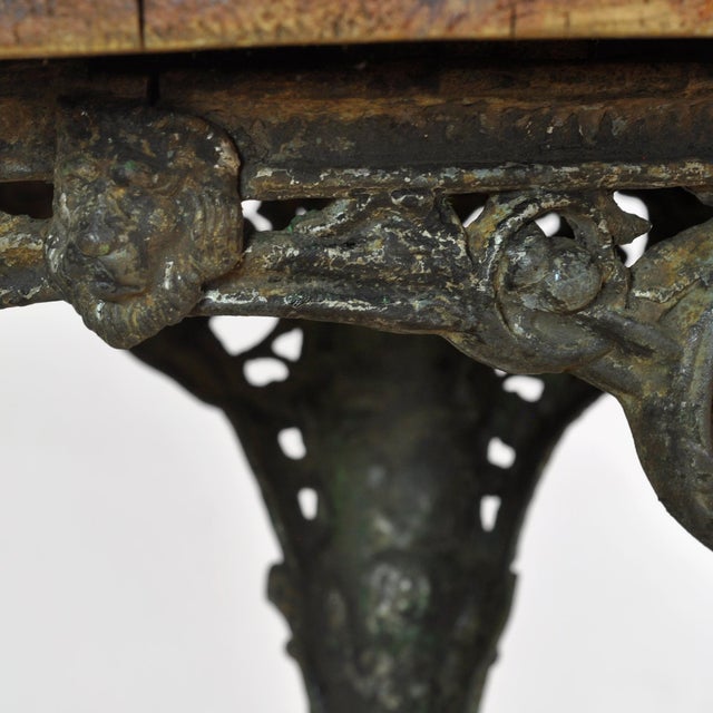 Black Cast Iron Garden Table with Pine Top, 1890 For Sale - Image 8 of 11