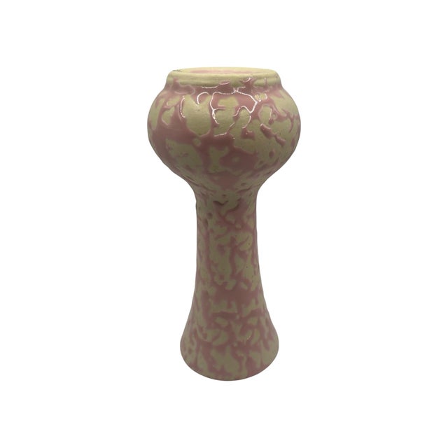 Pink Vintage McCoy Pink & White Brocade Vase For Sale - Image 8 of 12