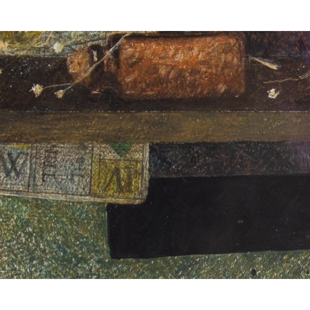 Paint 1995 “Card, Portrait & Skull” Casein Painting by Gerald G. Boyce For Sale - Image 7 of 9